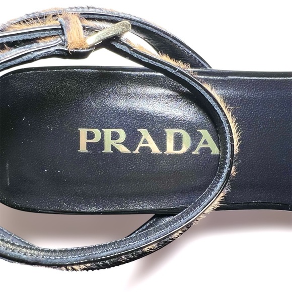Prada Printed Leather Sandals in Honey - Picture 4 of 8